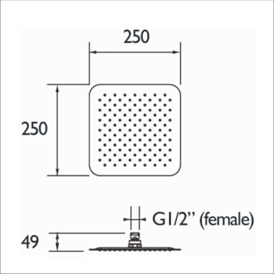 Bristan Slimline 250mm Square Fixed Head FH SLSQ02 C #2