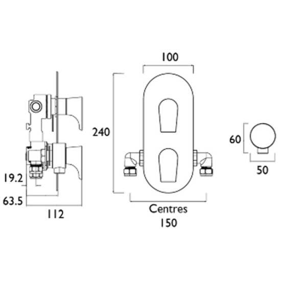 Bristan Hourglass Recessed Dual Control Shower Valve with Two Outlet Diverter HOU SHCDIV C #2