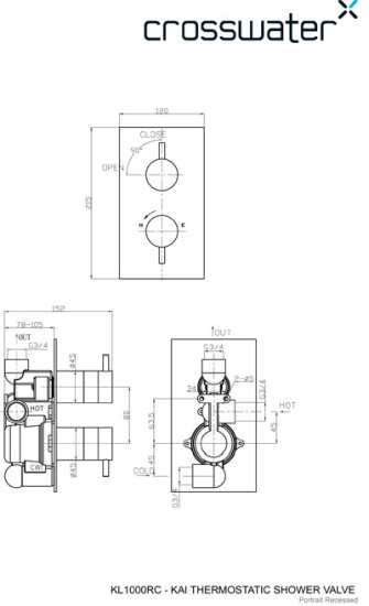 Crosswater Kai Lever Thermostatic Shower Valve Recessed KL1000RC #2
