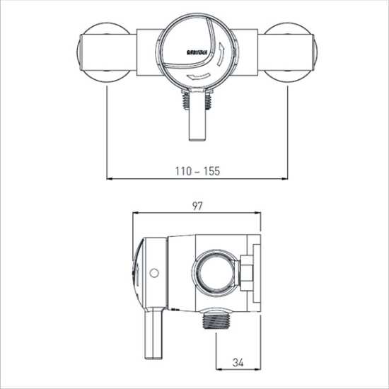 Bristan OPAC thermostatic exposed mini valve with chrome Lever MINI2 TS1203 EL C #2