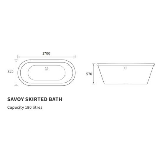 Moods Fairlight Double End Freestanding Bath 1700 x 755mm 0 Tap Hole #2