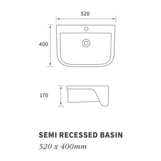 Moods Gya Semi Recessed Basin 520mm x 400mm #2