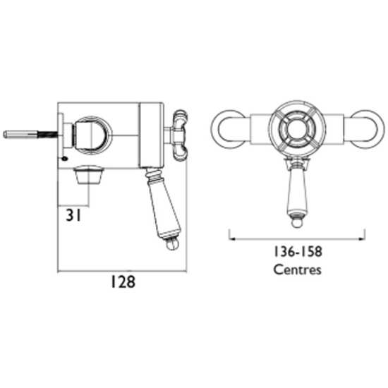 Bristan 1901 Exposed Concentric Chrome Bottom Outlet Shower Valve Only N2 CSHXVO C #2