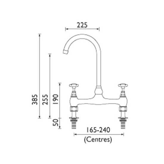 Bristan 1901 Chrome Two Hole Deck Mounted Kitchen Mixer Tap N DSM C #2