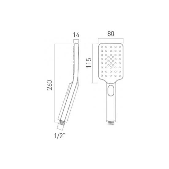 Vado Nebula 80mm x 115mm Rectangular 3 Function Rub Clean Shower Handset #2