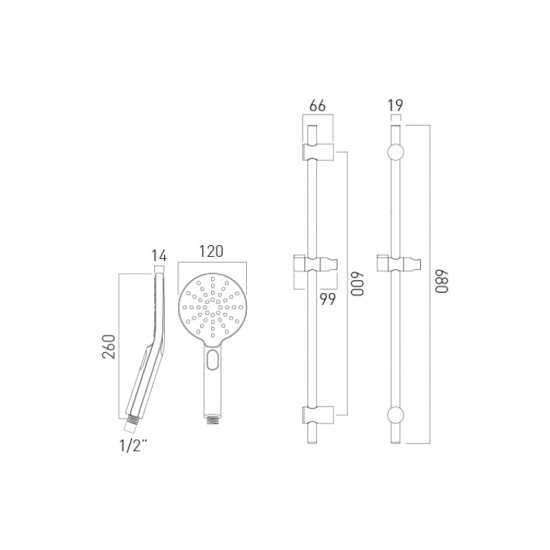 Vado Nebula Slide Rail Shower Kit with Round 3 function Shower Head #2