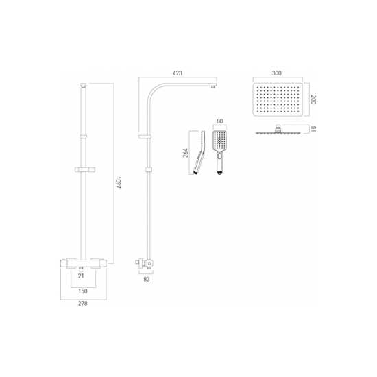 Vado Phase Shower Column with Thermostatic Valve #2