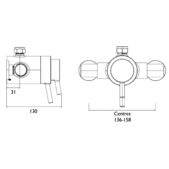 Bristan Prism Exposed Concentric Chrome Top Outlet Shower Valve Only PM2 CSHXTVO C #2