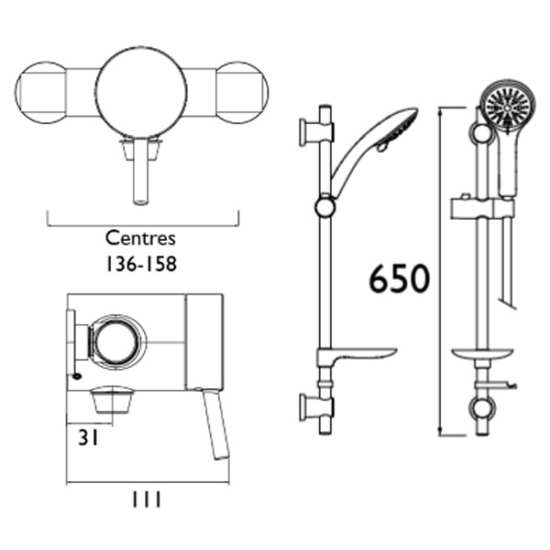 Bristan Prism Exposed Sequential Chrome Shower Valve with Adjustable Riser Kit PM2 SQSHXAR C #2