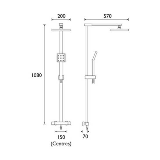 Bristan Quadrato Exposed Fixed Head Bar Shower with Diverter and Kit QD SHXDIVFF C on sale at