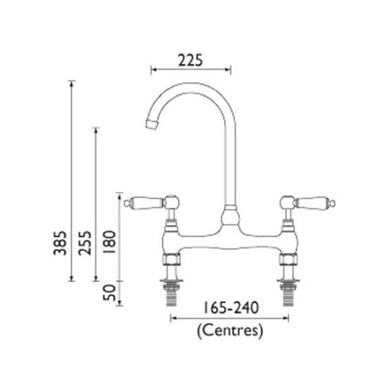 Bristan Renaissance Chrome Two Hole Deck Mounted Kitchen Mixer Tap RS DSM C #2