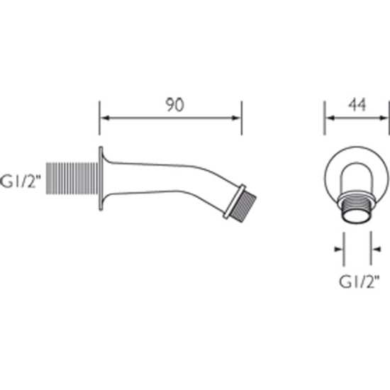 Bristan Concealed Shower Arm 90mm SA90CP #2