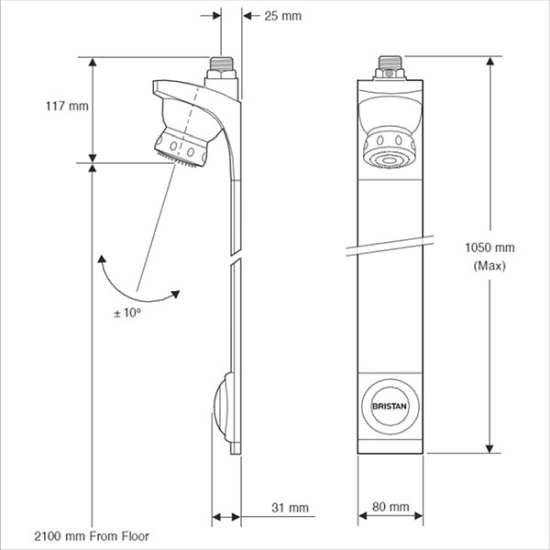 Bristan Push button timed flow shower panel TFP4001 #2
