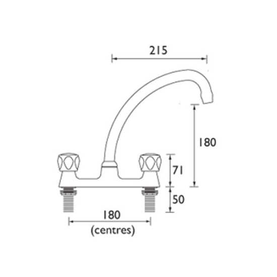 Bristan Club Budget Deck Kitchen Mixer Tap Chrome Plated With Metal Heads VAC BDSM C MT #2
