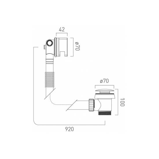 Vado Square Bath Filler Waste with Clic Clac Waste Operation #2
