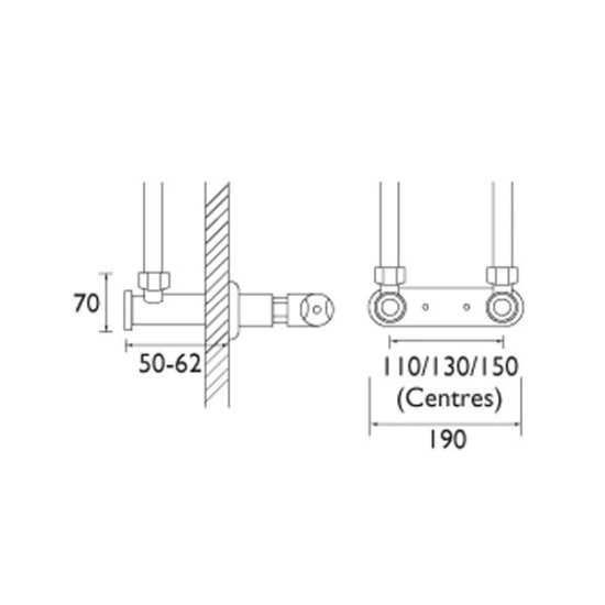 Bristan Recessed Wall Mount Fixing Chrome Plated WMNT9 C #2