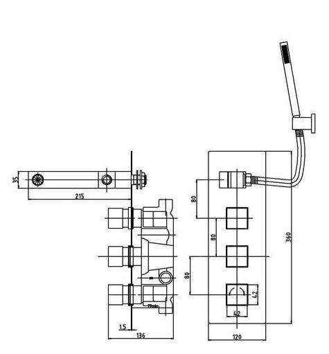 Nuie Volt Twin Thermostatic Shower Valve With Diverter A3077 #2