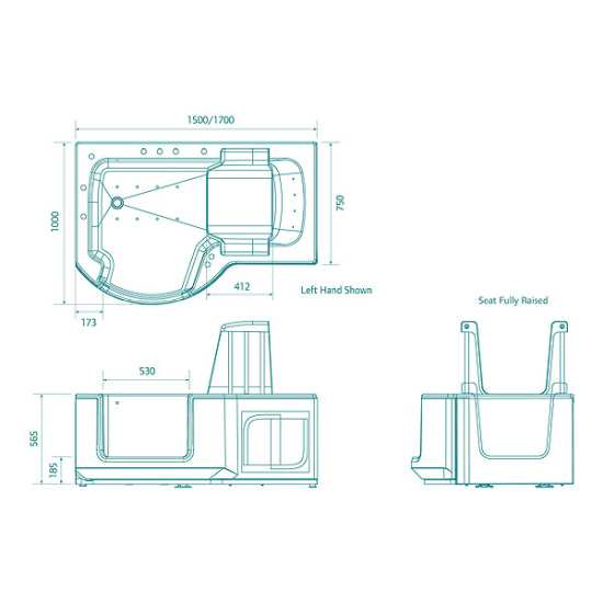 Louisiana 1500 Easy Access Walk In Shower Bath with Glass Door Powered Seat and Bath Screen #3