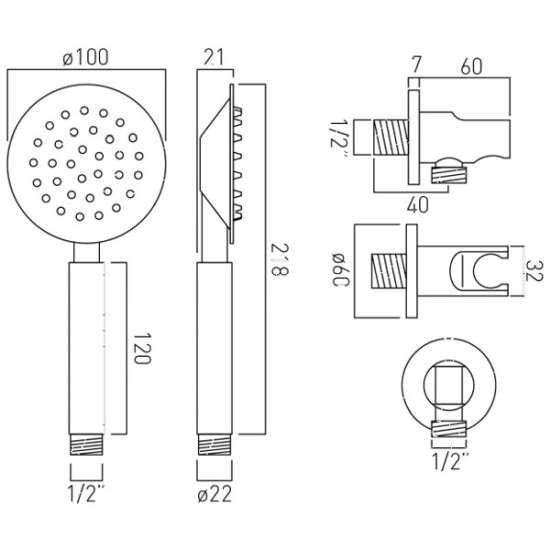 Vado Aquablade Round Mini Shower Kit and Outlet #2