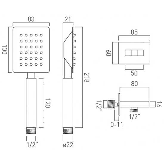 Vado Aquablade Square Mini Shower Kit and Outlet #2