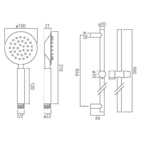 Vado Aquablade Round Single Function Slide Rail Shower Kit #2