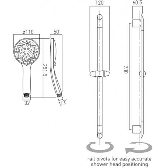 Vado Slide Rail Shower Kit #2