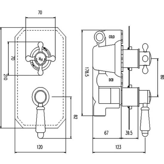 Hudson Reed Black Topaz Twin Concealed Shower Valve With Diverter BTSVT004 #2