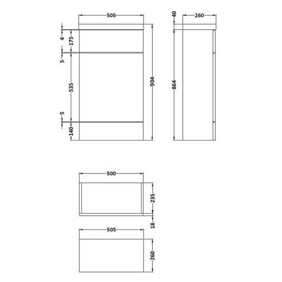 Hudson Reed Fusion White Gloss 500mm Slimlin WC Unit and Polymarble Top CBI104 #2
