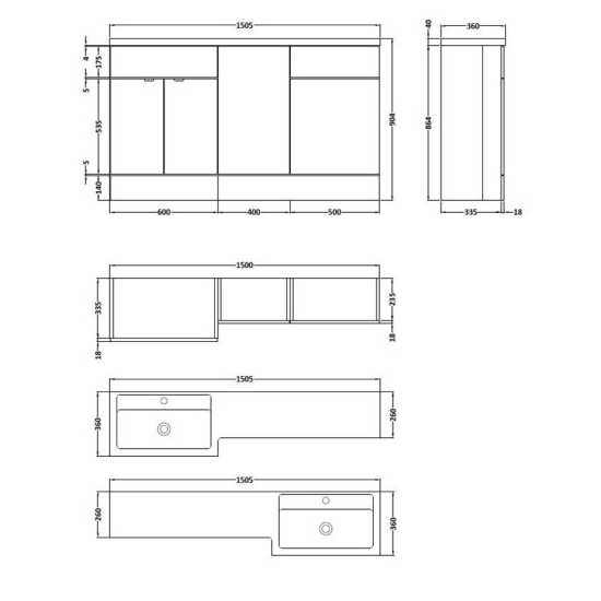 Hudson Reed Fusion White Gloss 1500mm Combination Furniture Unit and Basin CBI116 #2