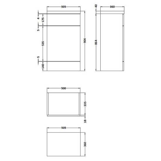 Hudson Reed Fusion Gloss Grey WC Unit and Polymarble Top CBI905 #2