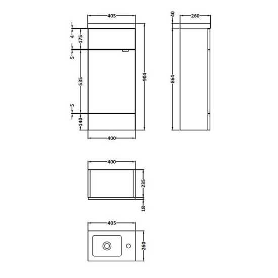 Hudson Reed Fusion Gloss Grey 400mm Slimline Vanity Unit and Basin CBI921 #2