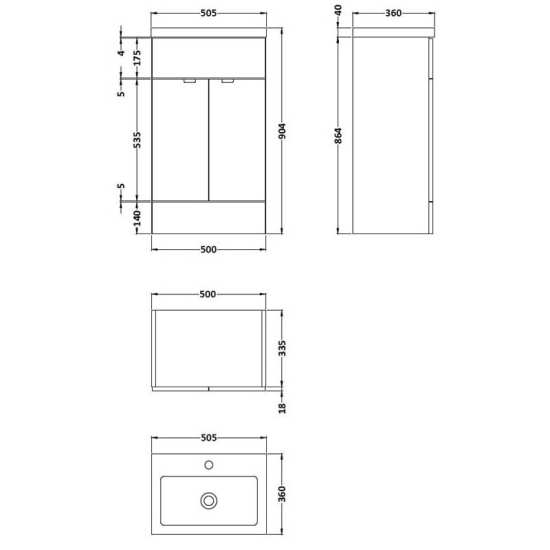 Hudson Reed Fusion Gloss Grey 500mm Vanity Unit and Basin CBI924 #2