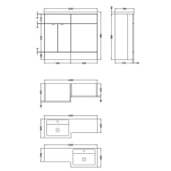 Hudson Reed Fusion Gloss Grey 1000mm LH Combination Furniture Unit And Basin CBI926 #2