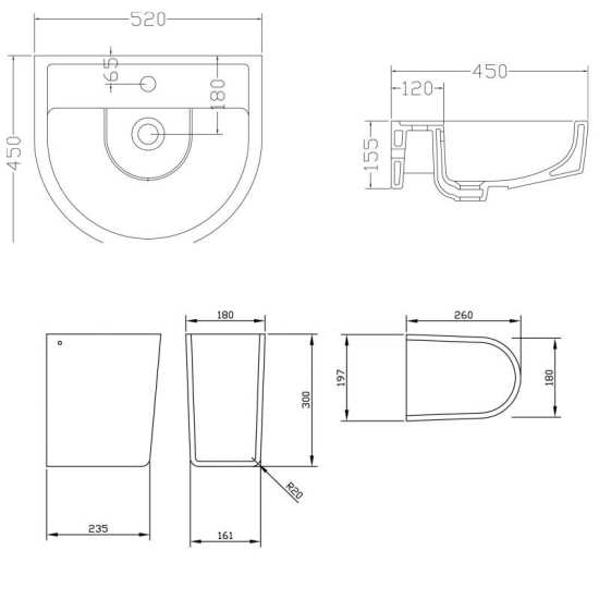 Nuie Pick and Mix 520mm Basin and Semi Pedestal CPV004 #2