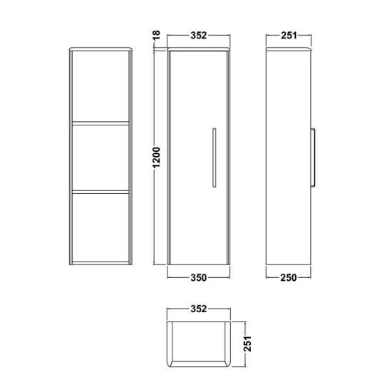 Hudson Reed Solar Indigo Blue Tall 350mm Wall Hung Unit CUR362 #2