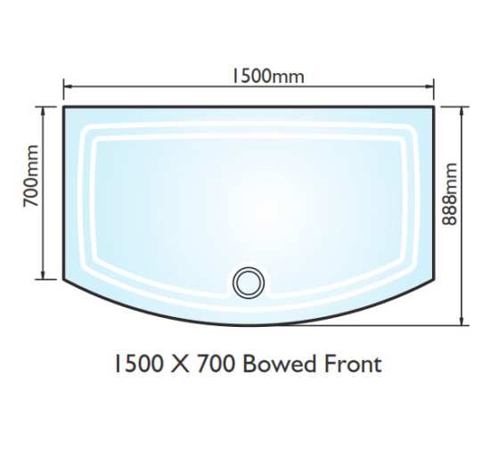Kudos Concept 2 Bow Front Slip Resistant Shower Tray 1500 x 700mm DB150WSR #2