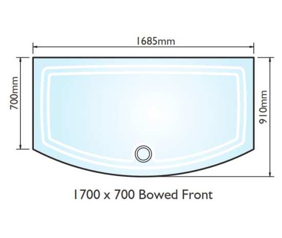 Kudos Concept 2 Bow Front Shower Tray 1700 x 700mm DB170W #2