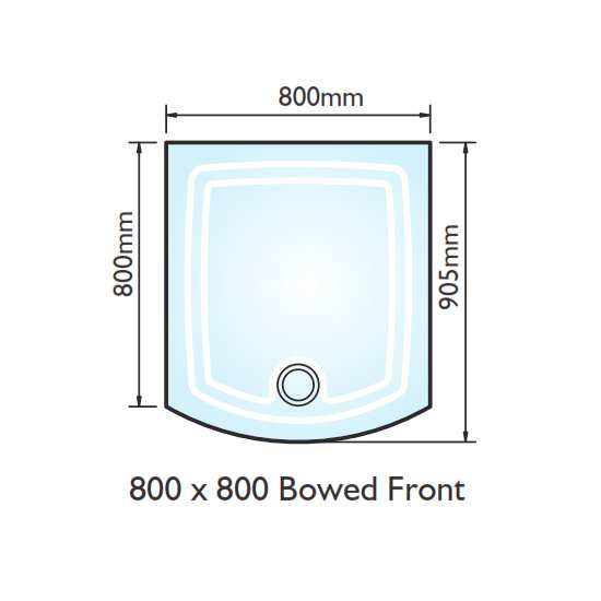 Kudos Concept 2 Bow Front Shower Tray 800 x 800mm DB80W #2