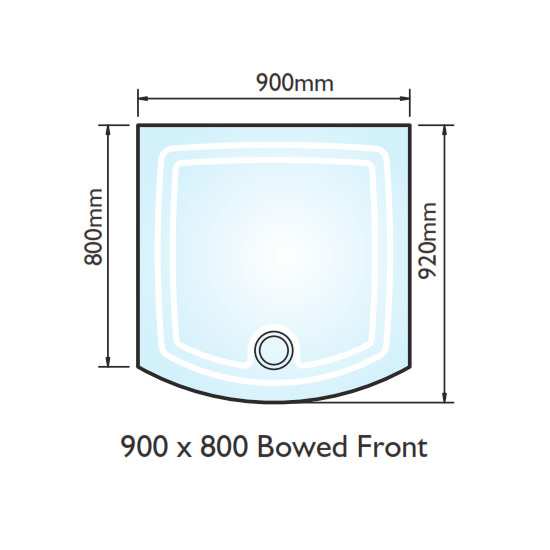 Kudos Concept 2 Bow Front Shower Tray 900 x 800mm DB90W #2
