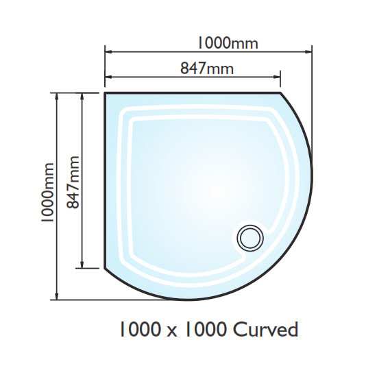 Kudos Concept 2 Curved Shower Tray 1000mm DC100W DC100W