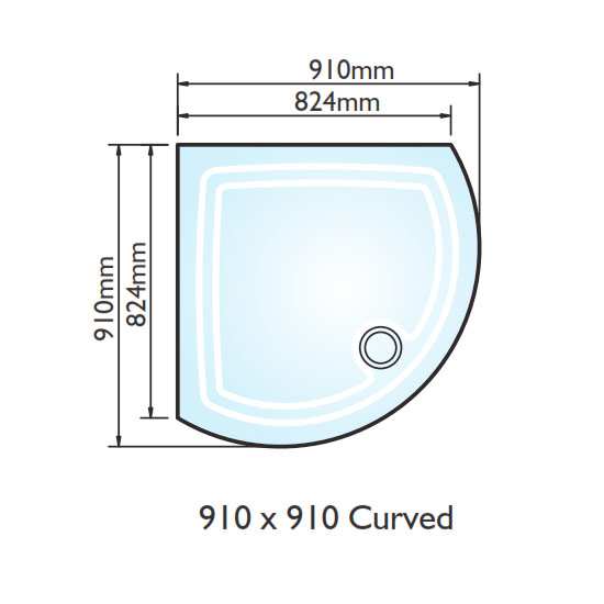 Kudos Concept 2 Curved Shower Tray 910mm DC91W DC91W