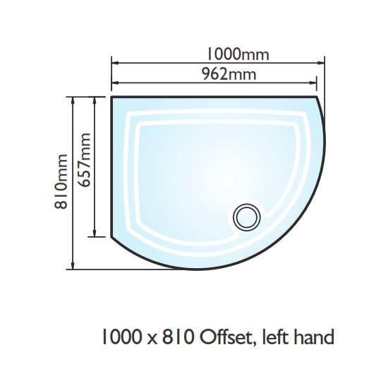 Kudos Concept 2 Offset Curved Shower Tray 1000 x 810mm LEFT DCOS108LW #2