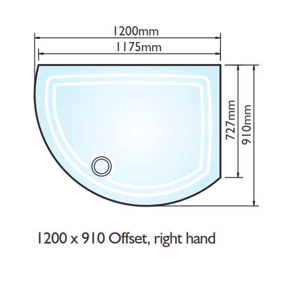 Kudos Concept 2 Offset Curved Shower Tray 1200 x 910mm RIGHT DCOS129RW #2