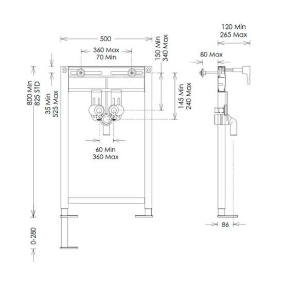 Easi Plan 820mm 980mm Wall Mount Basin Frame #2