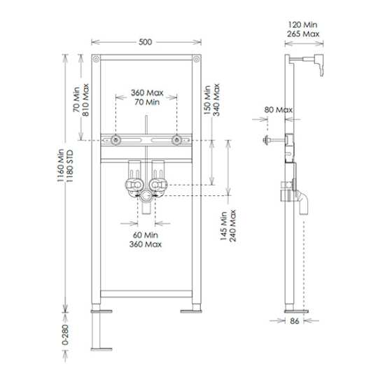 Easi Plan 1180mm Wall Mount Basin Frame #2