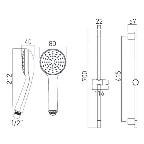Vado Eris Slide Rail Shower Kit #2