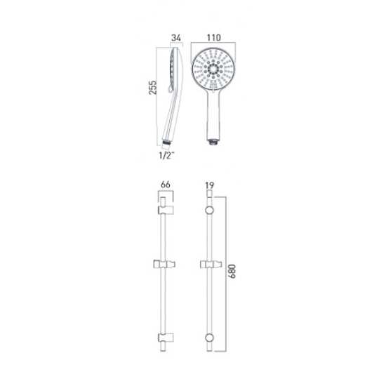 Vado Evolve Multi Function Slide Rail Shower Kit with Hose EVOMFSRKDBCP #2