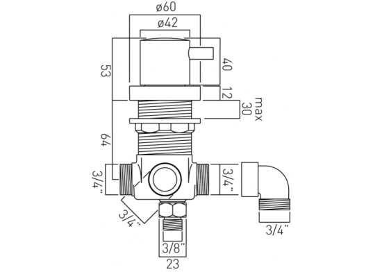 Vado Elements Concealed 2 Way Diverter Deck Mounted #2