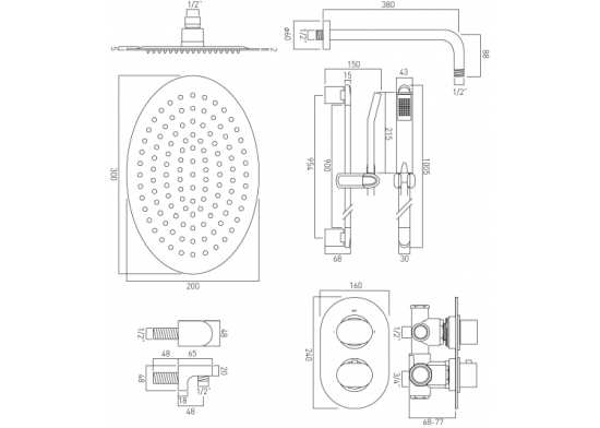 Vado Life 2 Outlet Thermostatic Shower Package Inc. Slide Rail Shower Kit #2