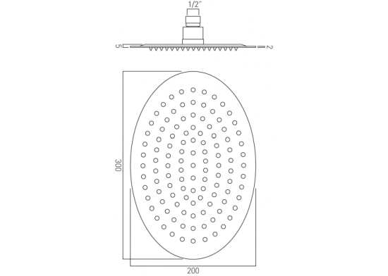 Vado Aquablade Single Function Easy Clean Slim Line Oval Shower Head 300mm x 200mm #2